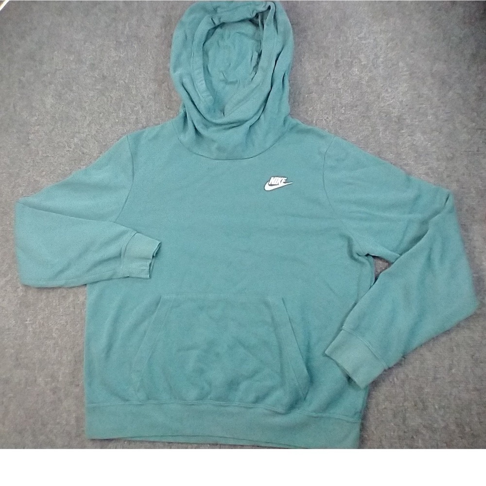 Nike Funnel Neck Hoodie Womens Medium Teal Fleece Pullover Sweatshirt